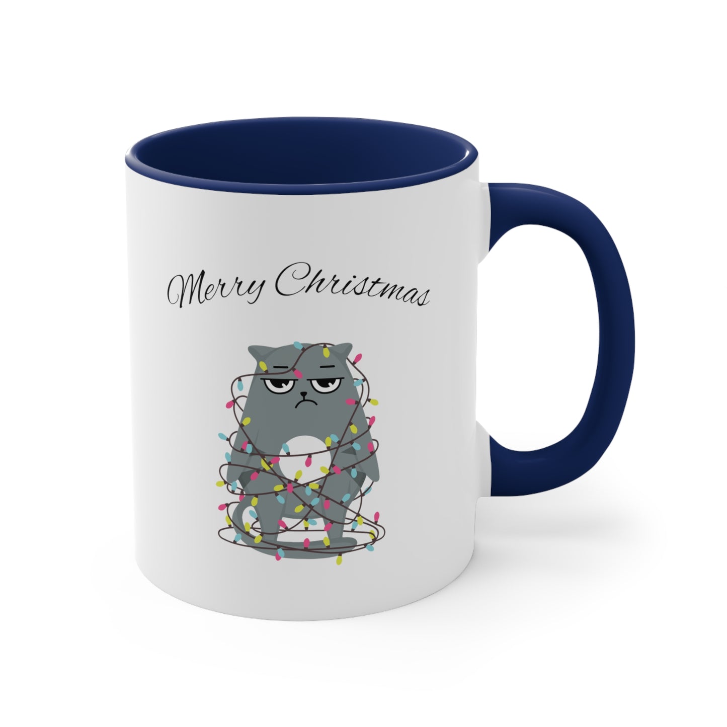 Merry Christmas Funny Cat Accent Coffee Mug, 11oz