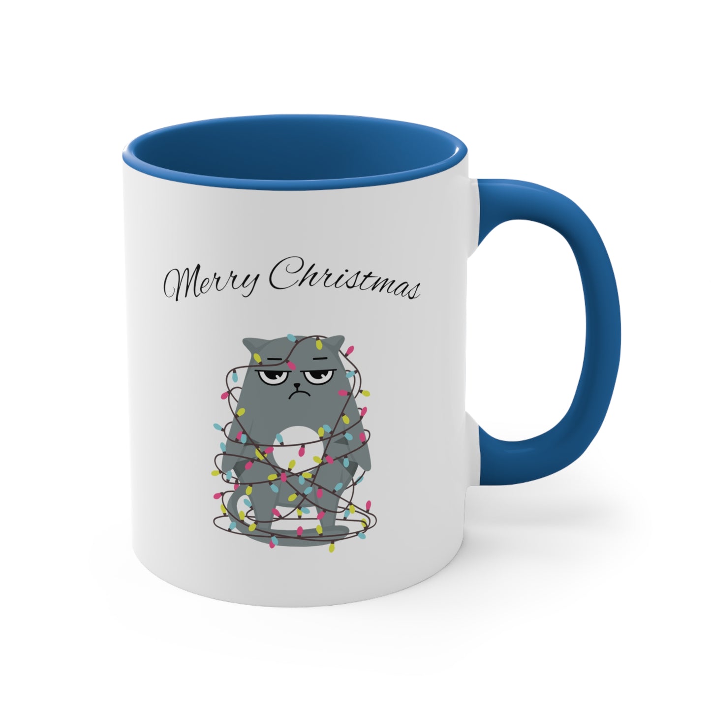 Merry Christmas Funny Cat Accent Coffee Mug, 11oz