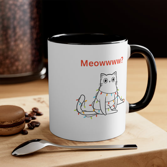 Merry Christmas Funny Cat Accent Coffee Mug, 11oz