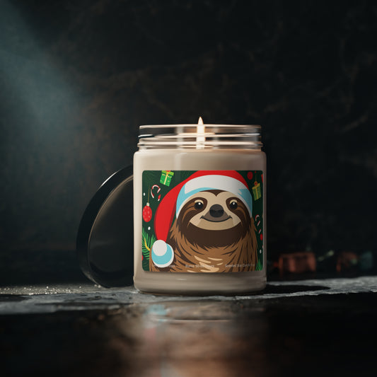 Merry Christmas Sloth Scented Soy Candle, 9oz