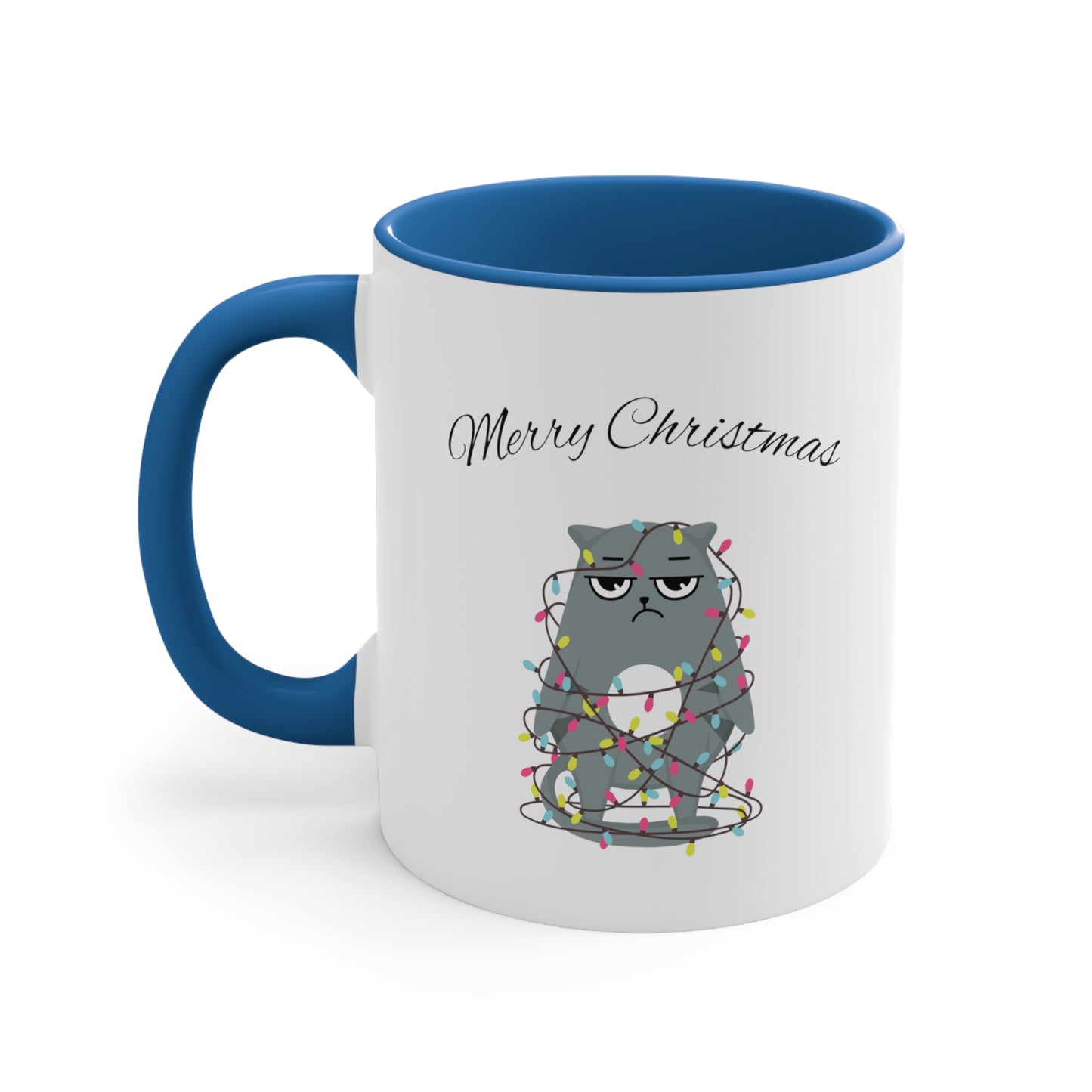 Merry Christmas Funny Cat Accent Coffee Mug, 11oz