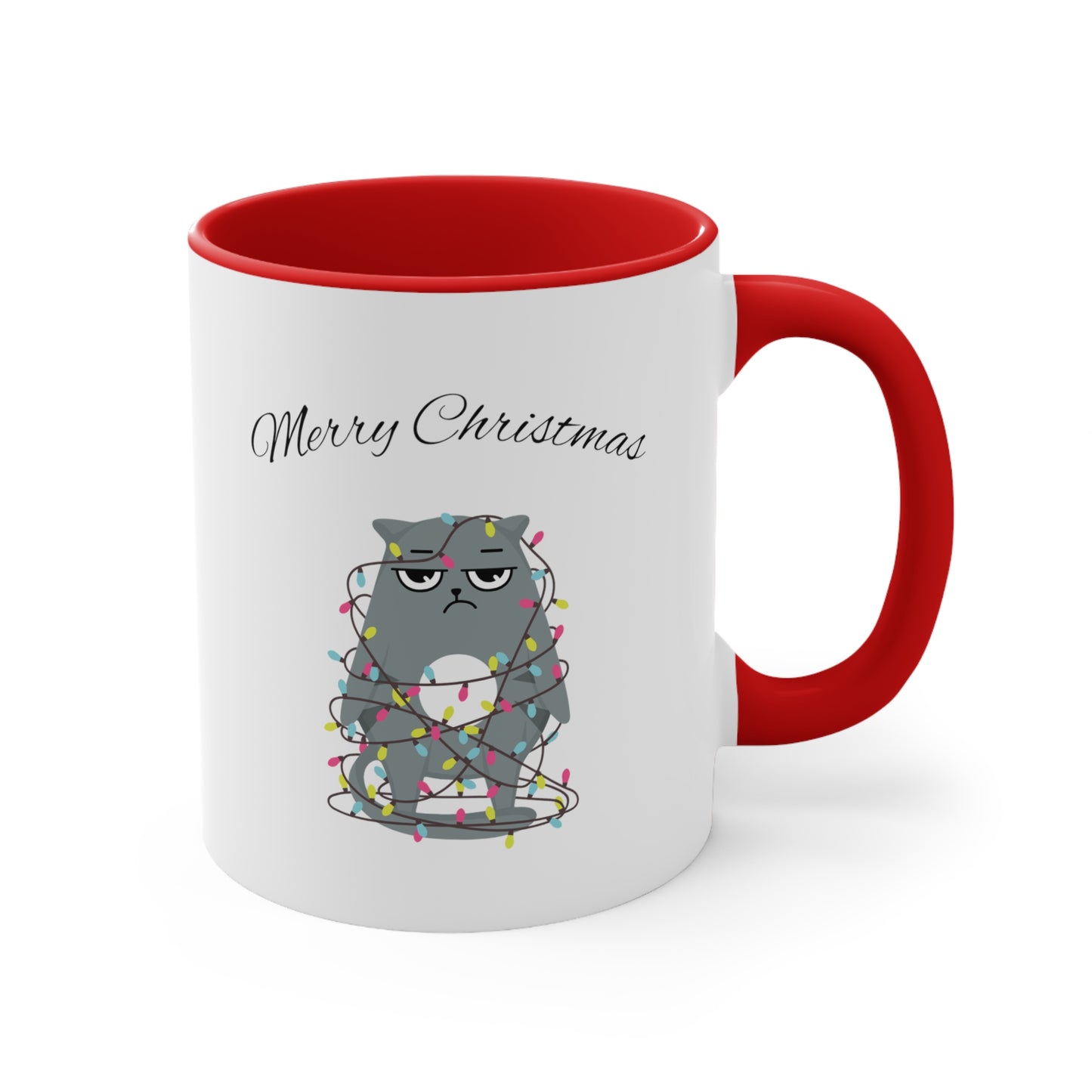 Merry Christmas Funny Cat Accent Coffee Mug, 11oz